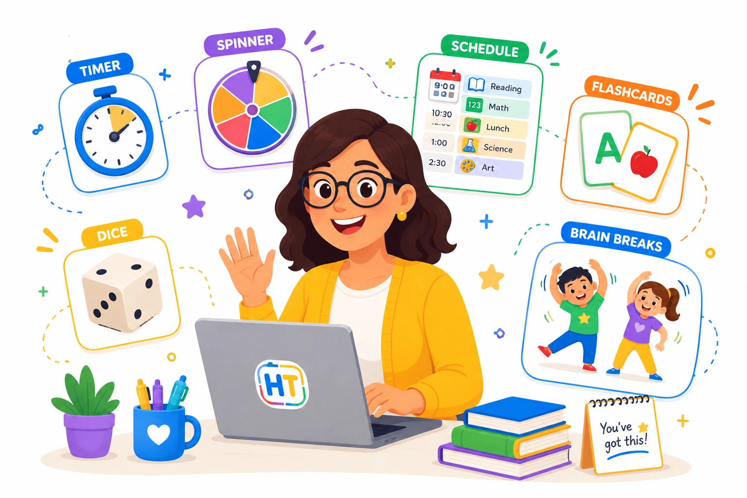Teacher using classroom tools on a laptop